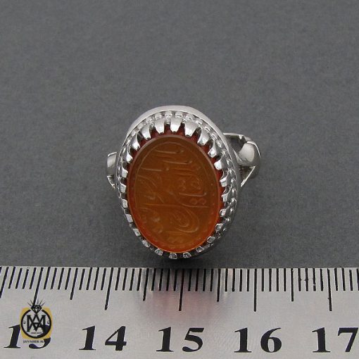 انگشتر عقیق یمن با حکاکی یا ابا القاسم یا رسول الله مردانه - کد 10710 - تصویر 4