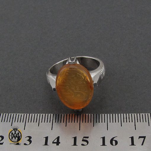 انگشتر عقیق یمن با حکاکی انا خادم الحسین المظلوم مردانه - کد 10715 - تصویر 4