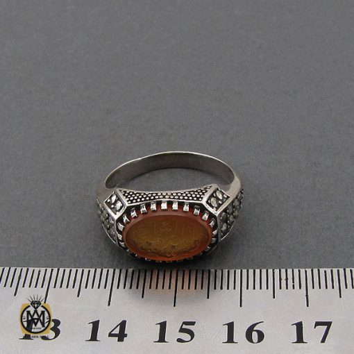 انگشتر عقیق یمن با حکاکی یا سید الشهدا صرح صفوی مردانه - کد 10718 - تصویر 4