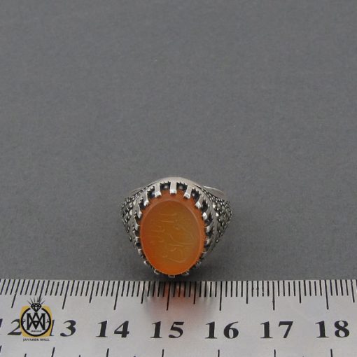 انگشتر عقیق یمن با حکاکی یا باقر علم النبی مردانه - کد 10723 - تصویر 4