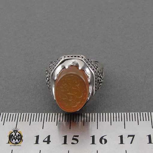 انگشتر عقیق یمن با حکاکی شرف الشمس و هذا من فضل ربي مردانه - کد 10738 - تصویر 4