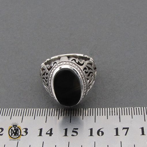 انگشتر عقیق جزع یمن مردانه دست ساز - کد 10747 - تصویر 4