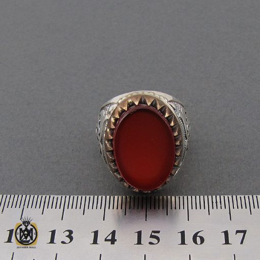 انگشتر عقیق قرمز خوش رنگ و درشت مردانه – کد 10764 - تصویر 4