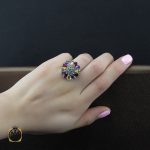 انگشتر آمتیست سیترین گارنت زمرد زنانه