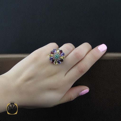 انگشتر آمتیست سیترین گارنت زمرد زنانه