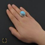 5 انگشتر فیروزه نیشابوری درشت و خوش رنگ مردانه - کد 10690 - تصویر 5