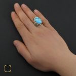 5 انگشتر فیروزه نیشابوری درشت و خوش رنگ مردانه - کد 10691 - تصویر 5