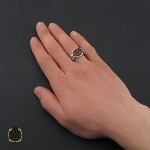 انگشتر عقیق یمن خوش رنگ با حکاکی علی رکن الایمان مردانه دست ساز - کد 10796 - تصویر 5