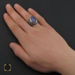 5 انگشتر عقیق کبود یمن قلم زنی دست ساز - کد 10694 - تصویر 5