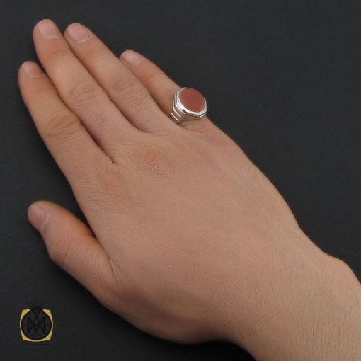 انگشتر عقیق یمن با حکاکی یا باقر علم النبی مردانه - کد 10699 - تصویر 5