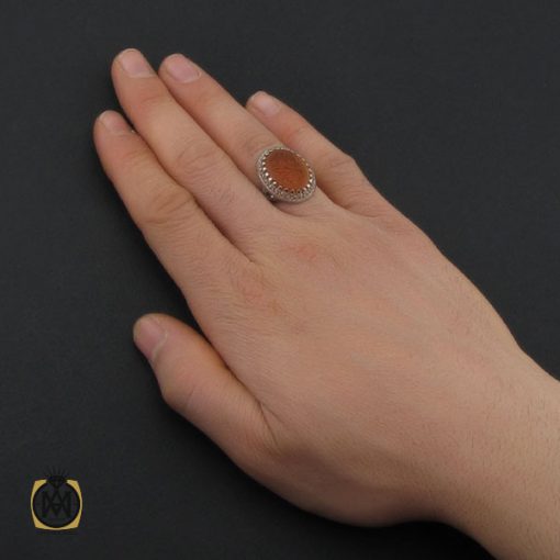 انگشتر عقیق یمن با حکاکی یا ابا القاسم یا رسول الله مردانه - کد 10710 - تصویر 5