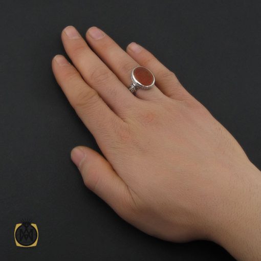 5 انگشتر عقیق یمن با حکاکی یا حسین ثارالله مردانه - کد 10713 - تصویر 5