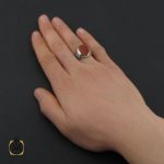 5 انگشتر عقیق یمن با حکاکی یا خامس اصحاب الکساء مردانه - کد 10716 - تصویر 5