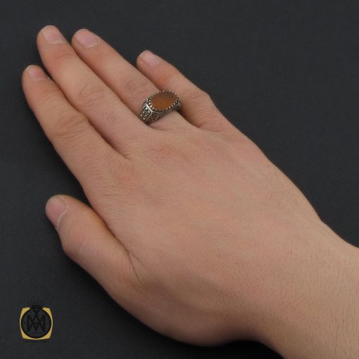 انگشتر عقیق یمن با حکاکی یا سید الشهدا صرح صفوی مردانه - کد 10718 - تصویر 5