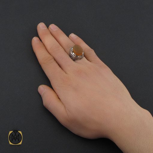 انگشتر عقیق یمن با حکاکی شرف الشمس و هذا من فضل ربي مردانه - کد 10738 - تصویر 5