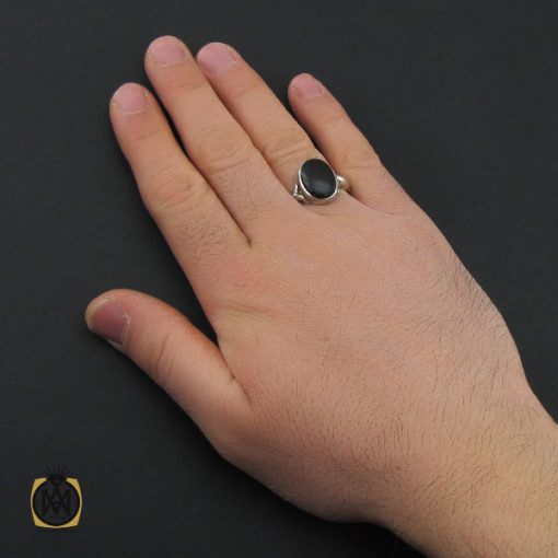 انگشتر عقیق جزع یمن مردانه دست ساز - کد 10746 - تصویر 5