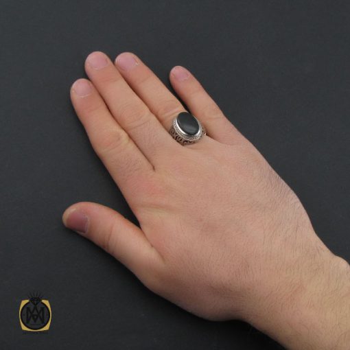 انگشتر عقیق جزع یمن مردانه دست ساز - کد 10747 - تصویر 5