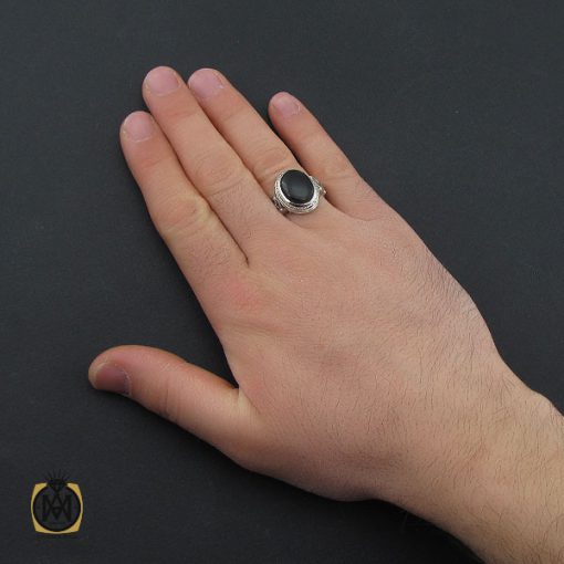 انگشتر عقیق جزع یمن مردانه دست ساز - کد 10748 - تصویر 5