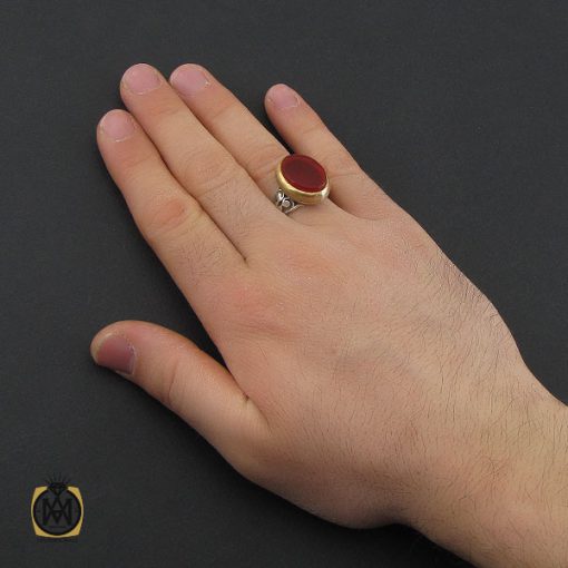 انگشتر عقیق قرمز مردانه – کد 10770 - تصویر 5