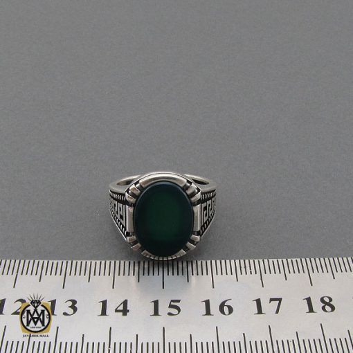 انگشتر نقره مردانه با سنگ عقیق سبز مردانه - کد 10825 - تصویر 4
