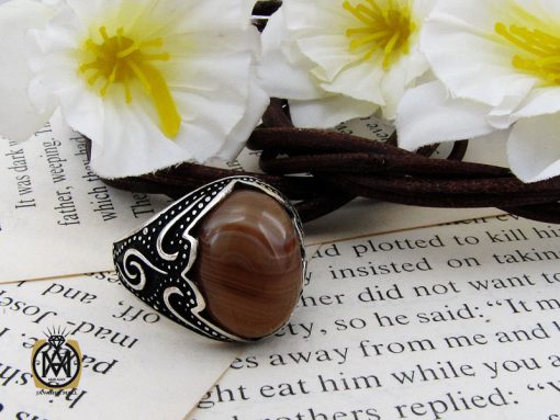 انگشتر عقیق سلیمانی مردانه- کد 10849 - تصویر 6