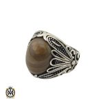 انگشتر عقیق سلیمانی سیاه قلم مردانه- کد 10850