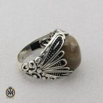 انگشتر عقیق سلیمانی سیاه قلم مردانه- کد 10850 - تصویر 2