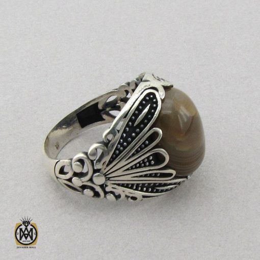 انگشتر عقیق سلیمانی سیاه قلم مردانه- کد 10850 - تصویر 2