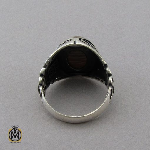 انگشتر عقیق سلیمانی سیاه قلم مردانه- کد 10850 - تصویر 3