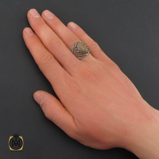 انگشتر عقیق سلیمانی سیاه قلم مردانه- کد 10850 - تصویر 5