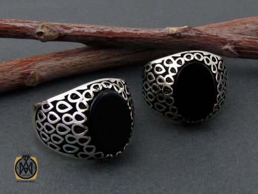 انگشتر عقیق مشکی فانتزی مردانه- کد 10816 - تصویر 6