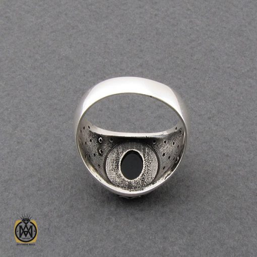 انگشتر عقیق مشکی فانتزی مردانه- کد 10816 - تصویر 3