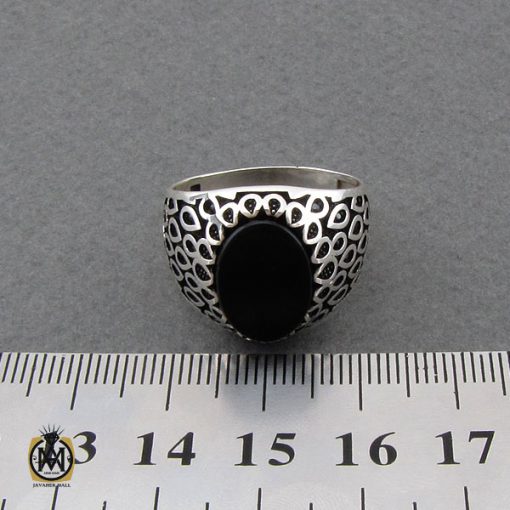 انگشتر عقیق مشکی فانتزی مردانه- کد 10816 - تصویر 4