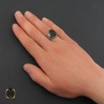 انگشتر عقیق مشکی فانتزی مردانه- کد 10816 - تصویر 5