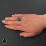 انگشتر-عقیق-سیاه-مردانه-نقره (5) انگشتر عقیق مشکی مردانه اصل - کد 10803 - تصویر 6