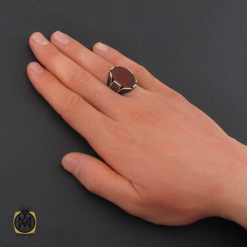 انگشتر عقیق قرمز مردانه- کد 10844 - تصویر 5