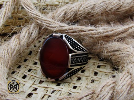 انگشتر عقیق قرمز مردانه- کد 10844 - تصویر 6