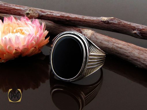 انگشتر-عقیق-نقره-مردانه (6) انگشتر عقیق مشکی مردانه