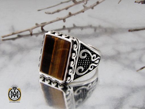 انگشتر چشم ببر نقره مردانه