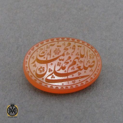 -ت02 نگین عقیق یمن با حکاکی ذکر صلوات و شرف الشمس استاد احمد - کد 9084 - تصویر 2