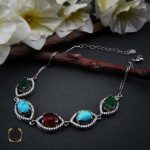 دستبند زمرد زامبیا، عقیق یمن، فیروزه نیشابوری طرح کیمیا زنانه - کد 1105 - تصویر 6