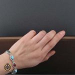 دستبند زمرد زامبیا، عقیق یمن، فیروزه نیشابوری طرح کیمیا زنانه - کد 1105 - تصویر 5