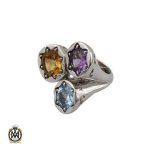 انگشتر چندنگین زنانه سیترین آمتیست توپاز