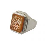 انگشتر عقیق یمن شرف الشمس با حکاکی یا حیدر کرار دست ساز - کد 10888