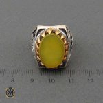 انگشتر عقیق زرد با حکاکی شرف الشمس مردانه - کد 10912 - تصویر 4