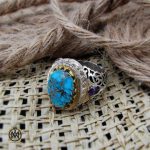 انگشتر فیروزه چند نگین مردانه