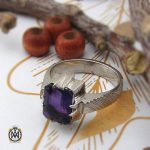 انگشتر آمتیست مردانه نقره