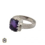 انگشتر آمتیست خوش رنگ مردانه نقره