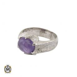 انگشتر آمتیست خوش رنگ مردانه نقره