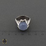 انگشتر عقیق کبود یمن مرغوب تراش الماس دست ساز مردانه - کد 11148 - تصویر 4